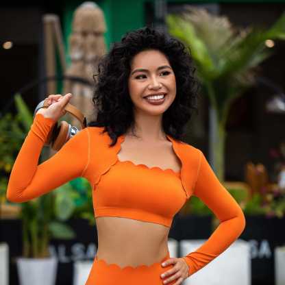 Vibecurve® Square Neck Tight Elastic Slim Yoga Sports Long Sleeve Top