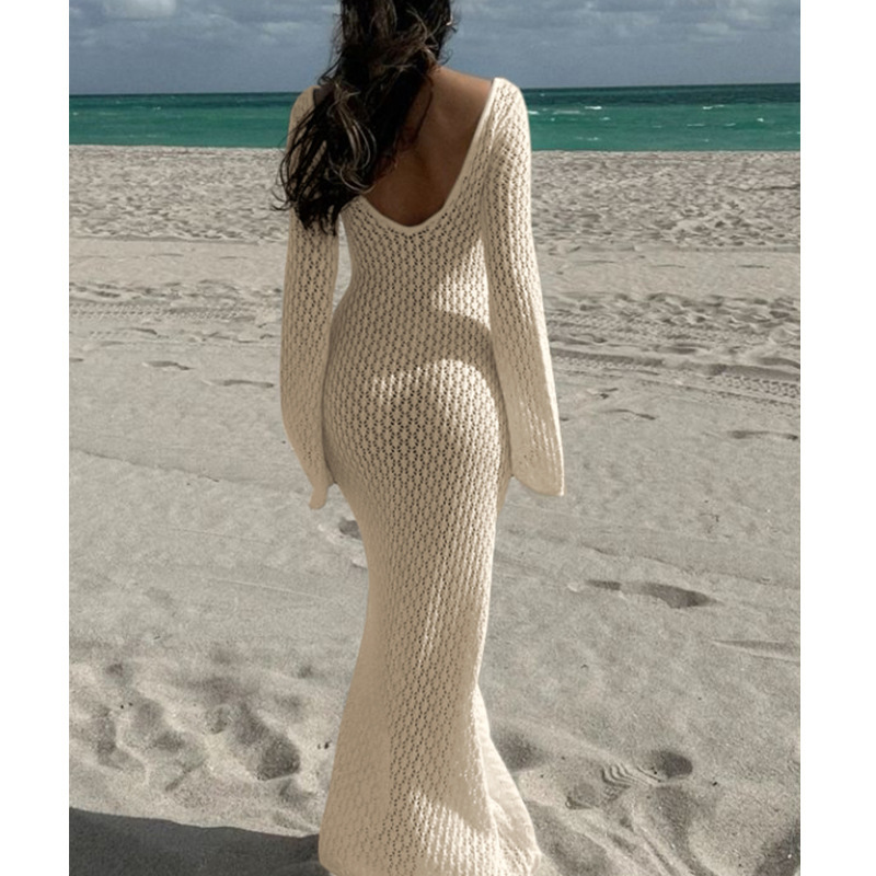 Vibecurve® Crochet Long Sleeve Cut Out Cover-up