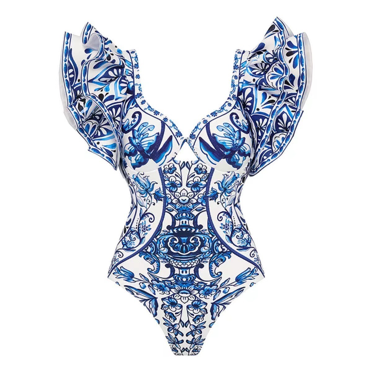 Vibecurve® Printed Sunscreen Swimsuit and Skirt/Sarong