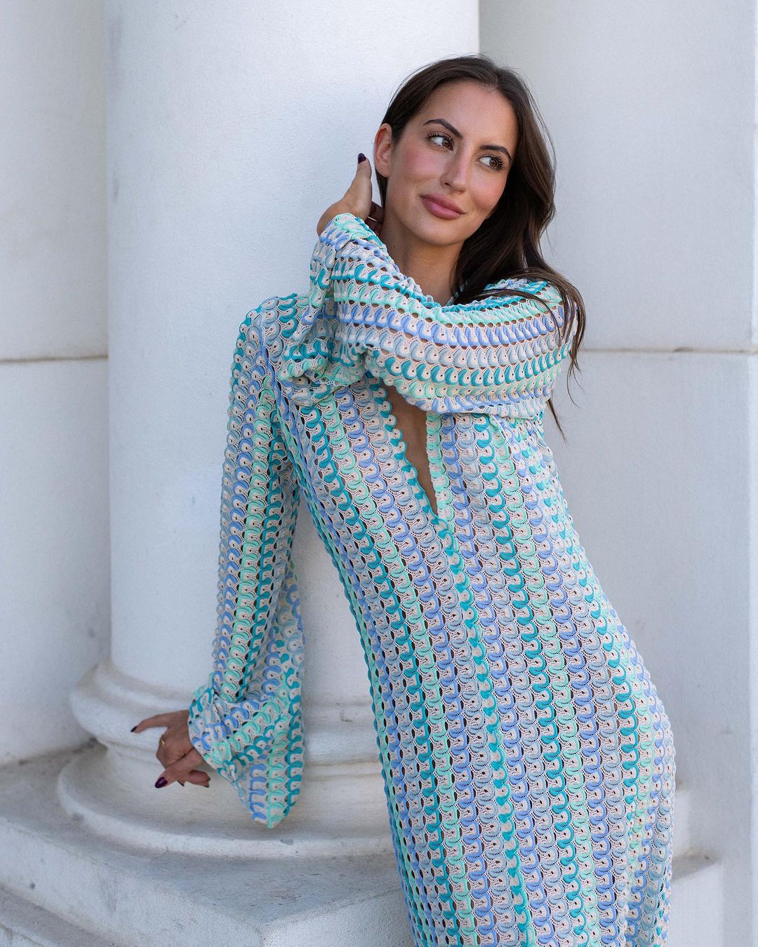 Vibecurve® Women’s Striped Maxi Dress Long Knit Beach Dresses Loose Fi