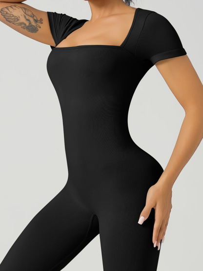 Vibecurve® Women's Sexy Square Neck Jumpsuit Full-Length Stretch Jumpsuit