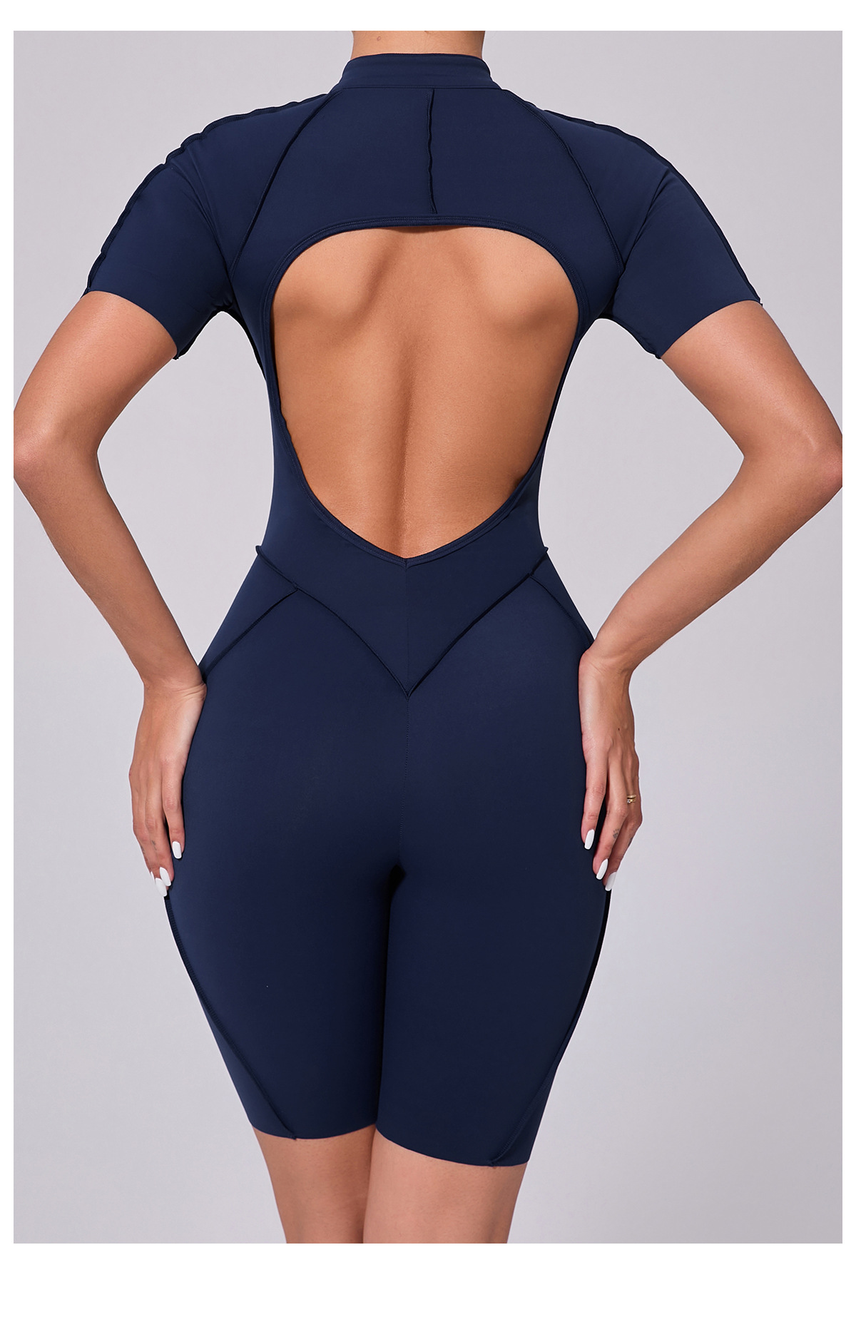 Vibecurve®Zippered short-sleeved outerwear fitness yoga jumpsuit