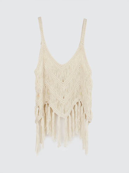 Vibecurve® Women's Plain Fringe Trim Cami Top