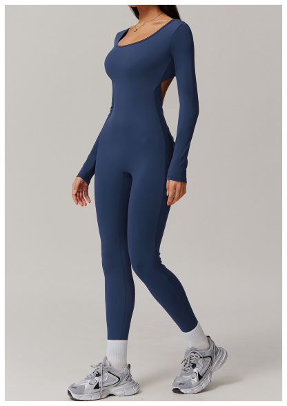 Vibecurve® V-Scrunched Back Long Sleeve One-Piece Suit