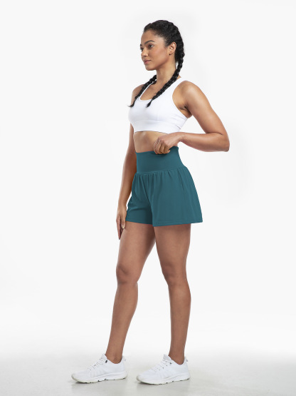 Vibecurve® Super High Waisted Back Pocket & Side Hidden Pocket 2-in-1 Yoga Shorts
