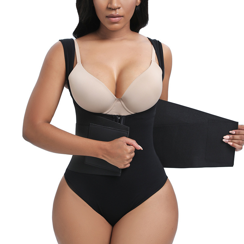 Vibecurve® Women Low Back Tummy Control Thong Bodysuit Shapewear with Reinforced belt