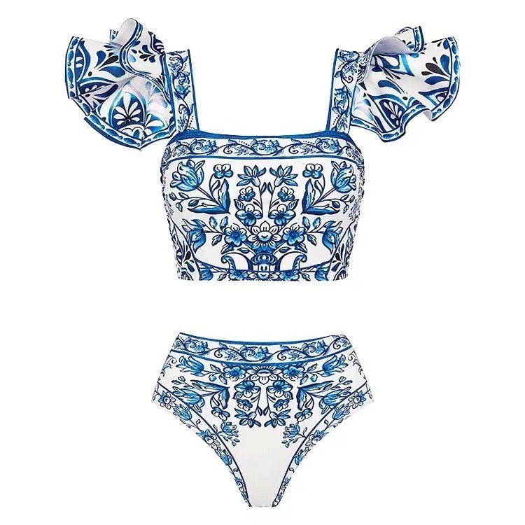 Vibecurve® Printed Sunscreen Swimsuit and Skirt/Sarong