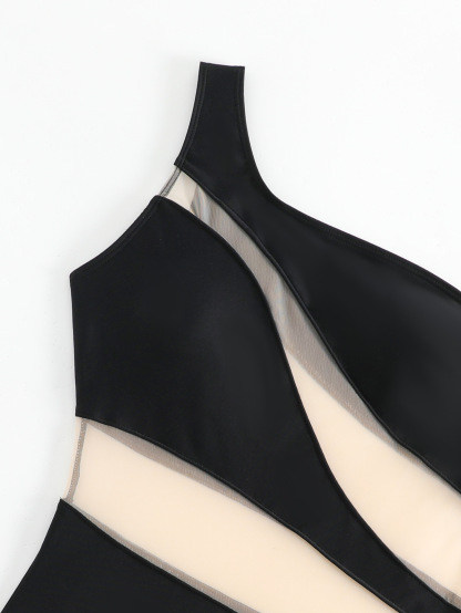 Vibecurve®Sexy One Shoulder Mesh Bikini Bodysuit