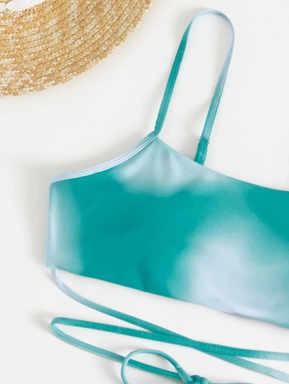 Vibecurve® Tie-Dye Bikini Swimsuit Women's Three-Piece Mesh Skirt