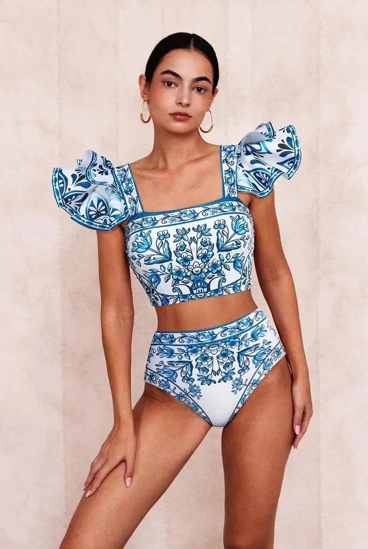 Vibecurve® Printed Sunscreen Swimsuit and Skirt/Sarong