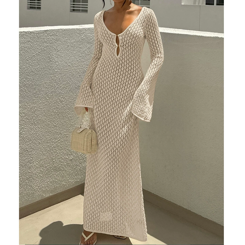 Vibecurve® Crochet Long Sleeve Cut Out Cover-up