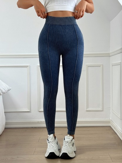 Vibecurve® Seamless Threaded V-Waist Peach Hip Sand-Washed Yoga Pants