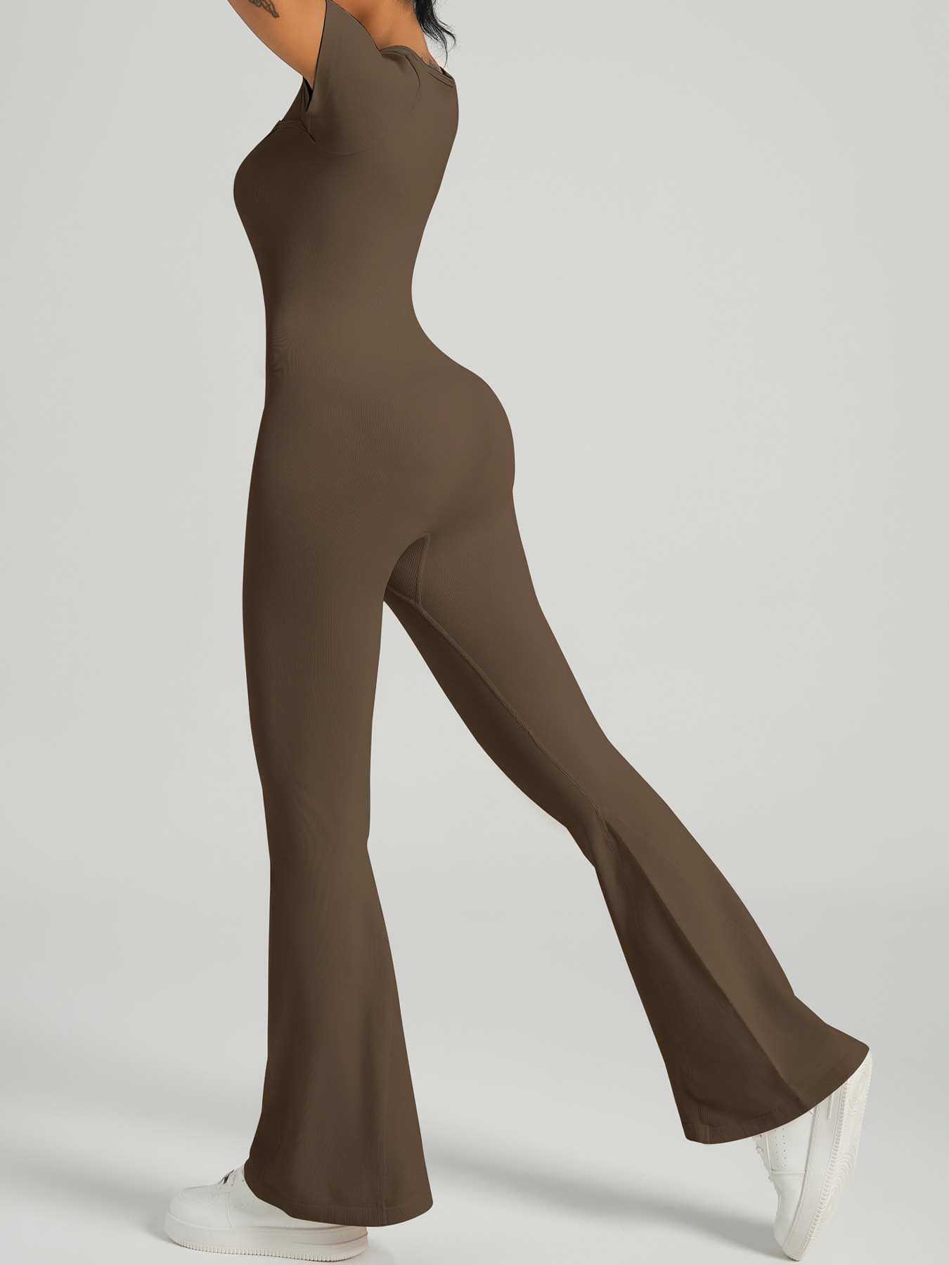 Vibecurve® Women's Sexy Square Neck Jumpsuit Full-Length Stretch Jumpsuit