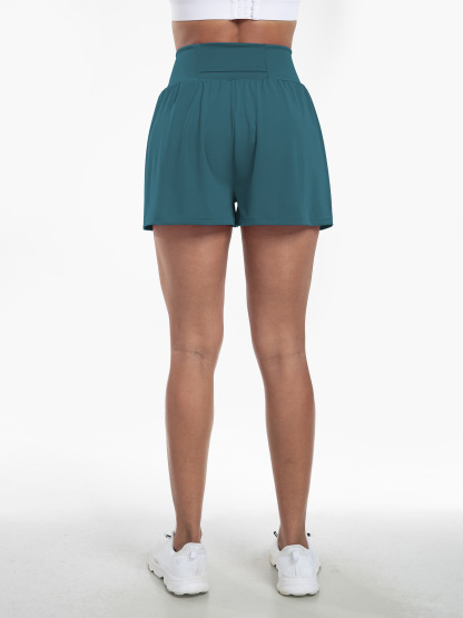 Vibecurve® Super High Waisted Back Pocket & Side Hidden Pocket 2-in-1 Yoga Shorts