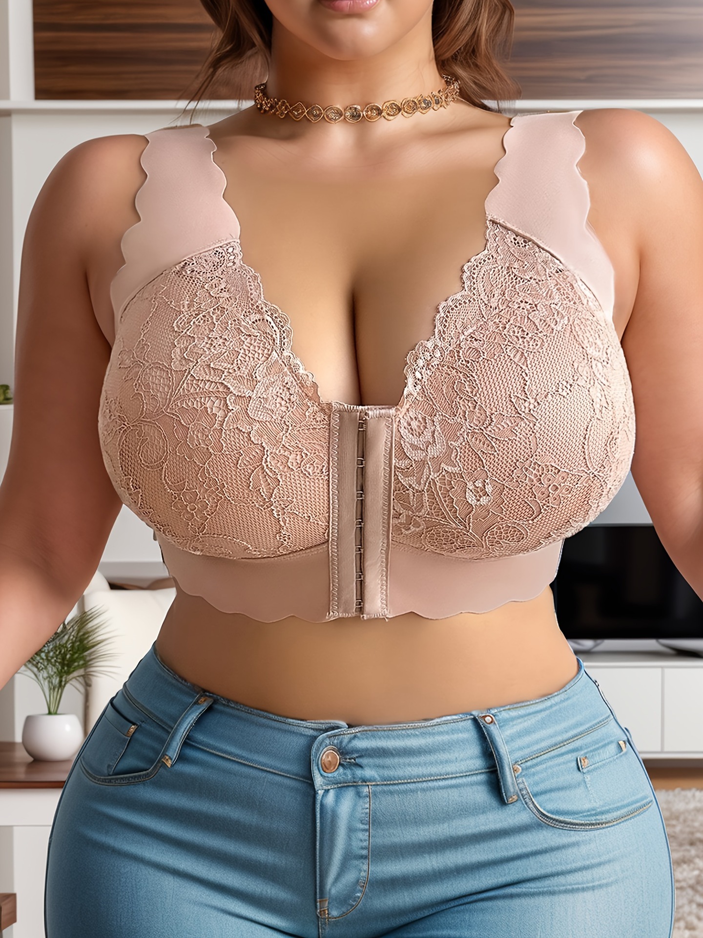 Vibecurve® Women's Sexy Lace Front Buckle Large Size Bra