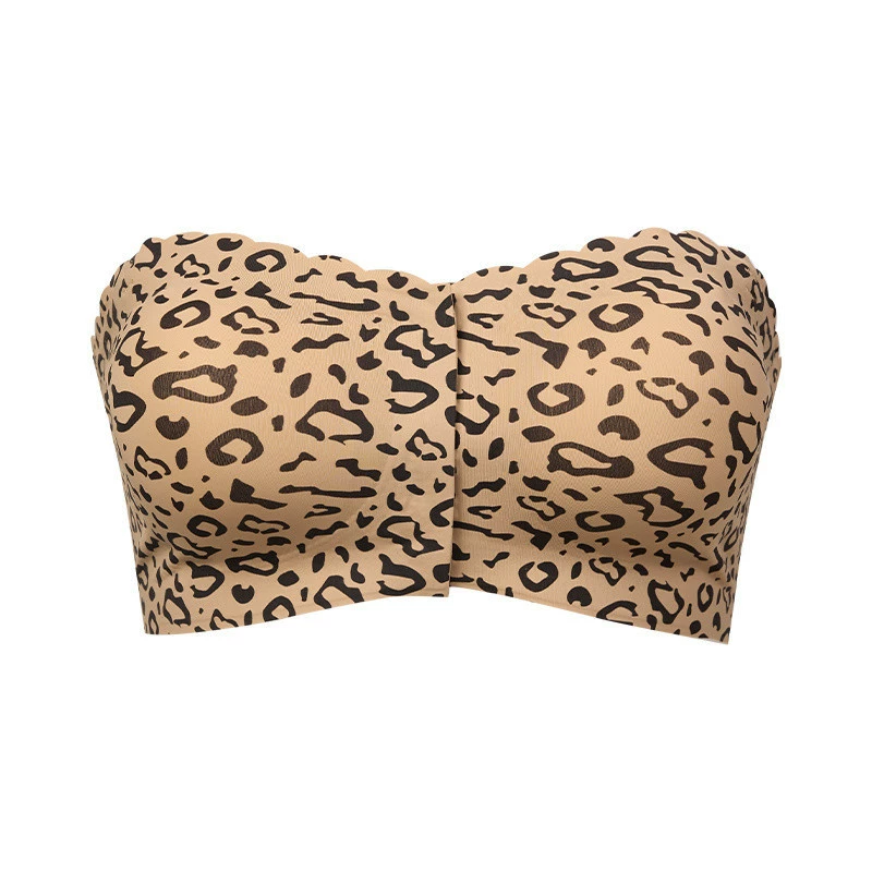 Vibecurve® Womens Strapless Bra Non-Slip Padded Bandeau Bras Front Closure Bras for Women Wavy Trim Seamless Tube Top Bralette
