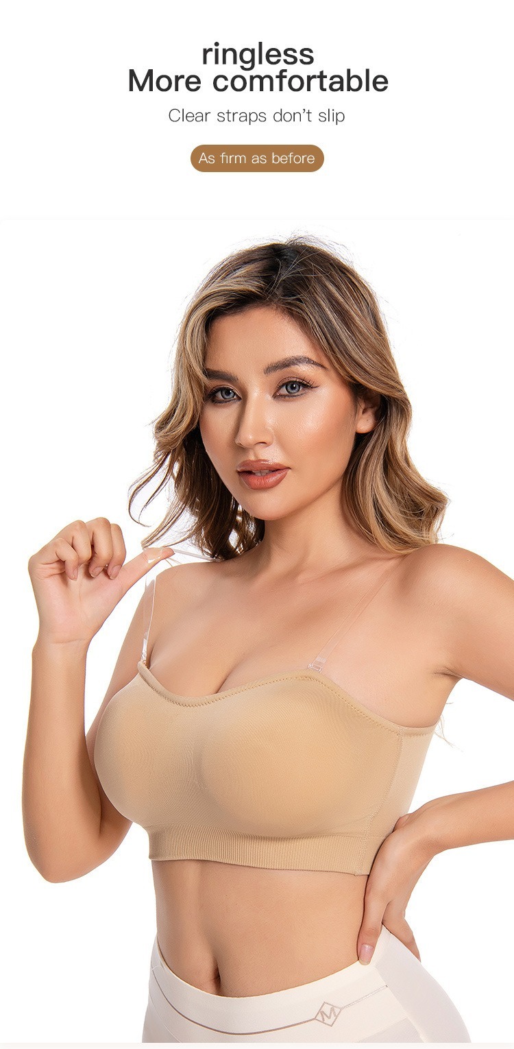 Vibecurve® Strapless Women's Anti-Slip Silicone Pad Bra Wireless Tubular Top Bra