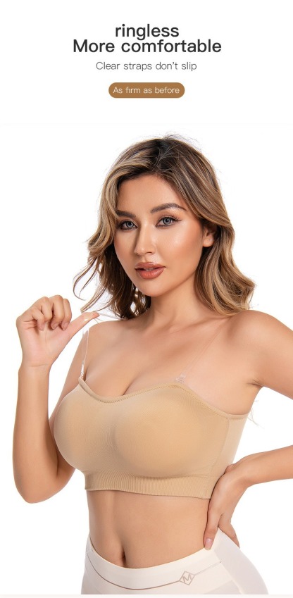 Vibecurve® Strapless Women's Anti-Slip Silicone Pad Bra Wireless Tubular Top Bra