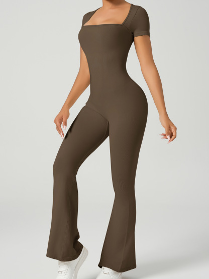 Vibecurve® Women's Sexy Square Neck Jumpsuit Full-Length Stretch Jumpsuit