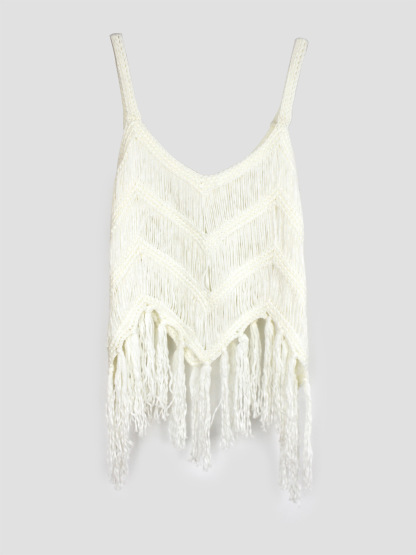Vibecurve® Women's Plain Fringe Trim Cami Top