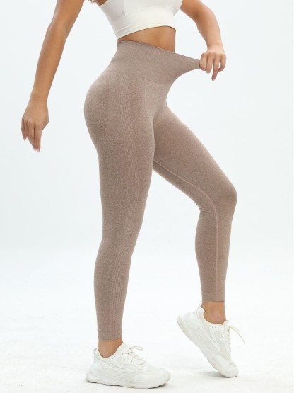 Vibecurve® Women's Solid Color Letter Pattern High WaistSports Leggings