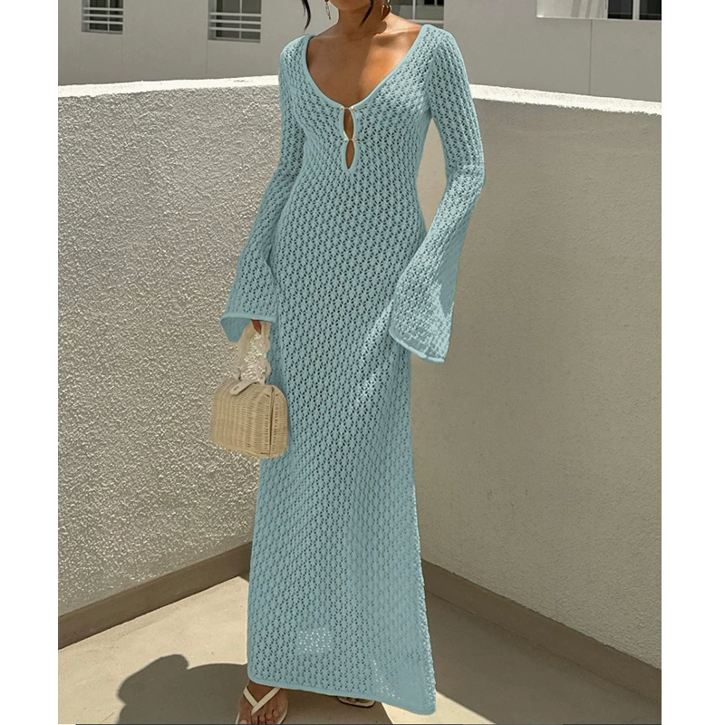 Vibecurve® Crochet Long Sleeve Cut Out Cover-up