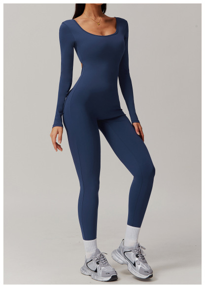 Vibecurve® V-Scrunched Back Long Sleeve One-Piece Suit