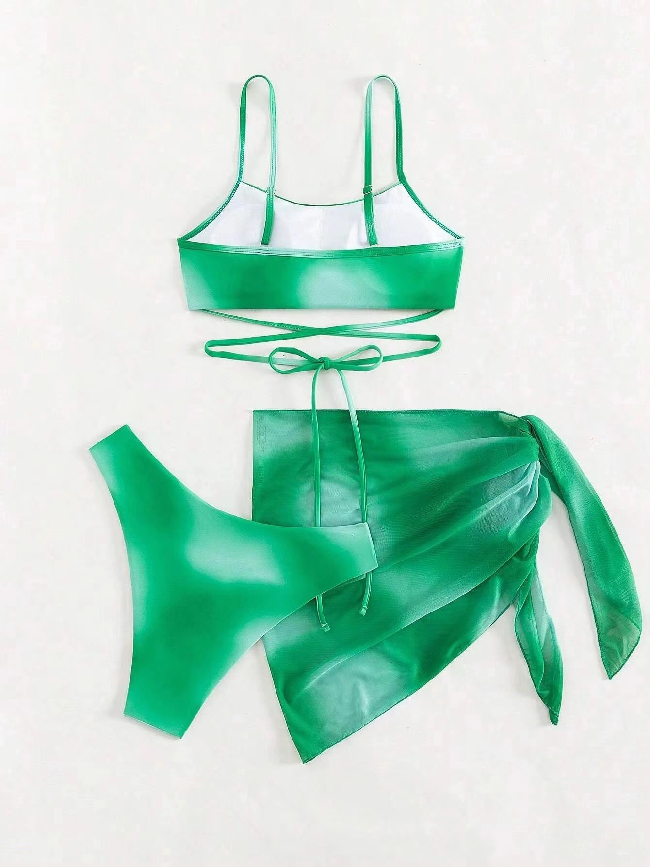 Vibecurve® Tie-Dye Bikini Swimsuit Women's Three-Piece Mesh Skirt