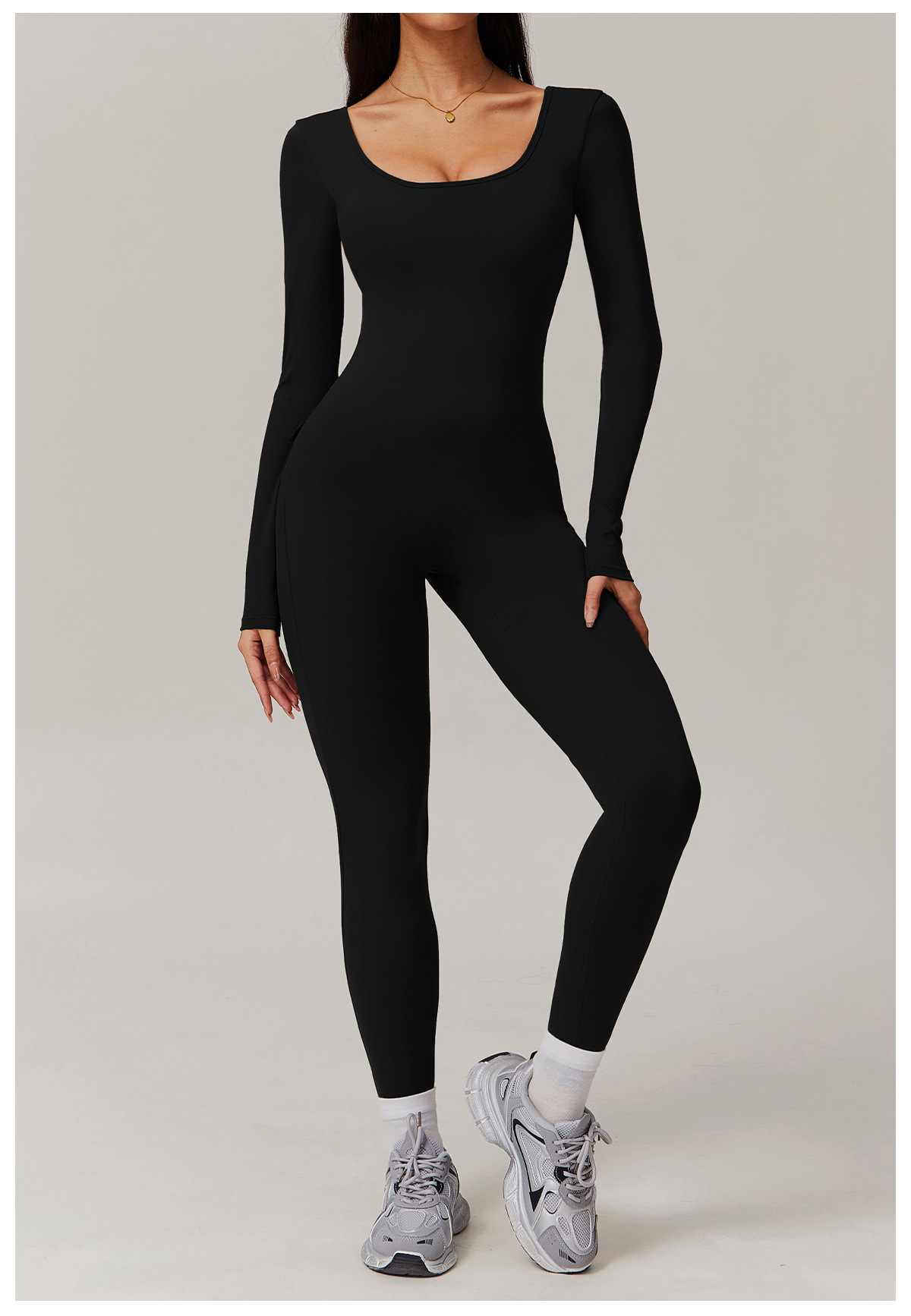 Vibecurve® V-Scrunched Back Long Sleeve One-Piece Suit