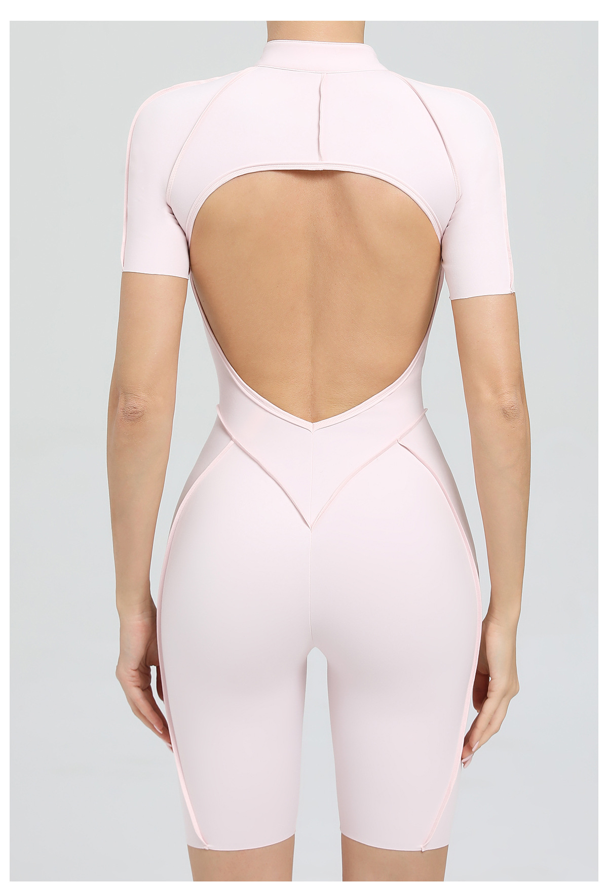 Vibecurve®Zippered short-sleeved outerwear fitness yoga jumpsuit