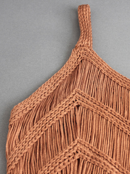 Vibecurve® Women's Plain Fringe Trim Cami Top