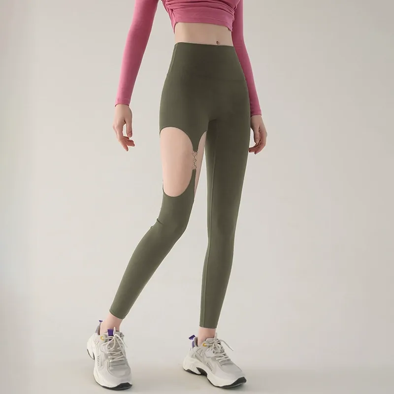 Vibecurve® Sexy Metal Button Hollow Yoga Pants
