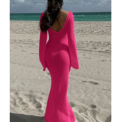 Vibecurve® Crochet Long Sleeve Cut Out Cover-up