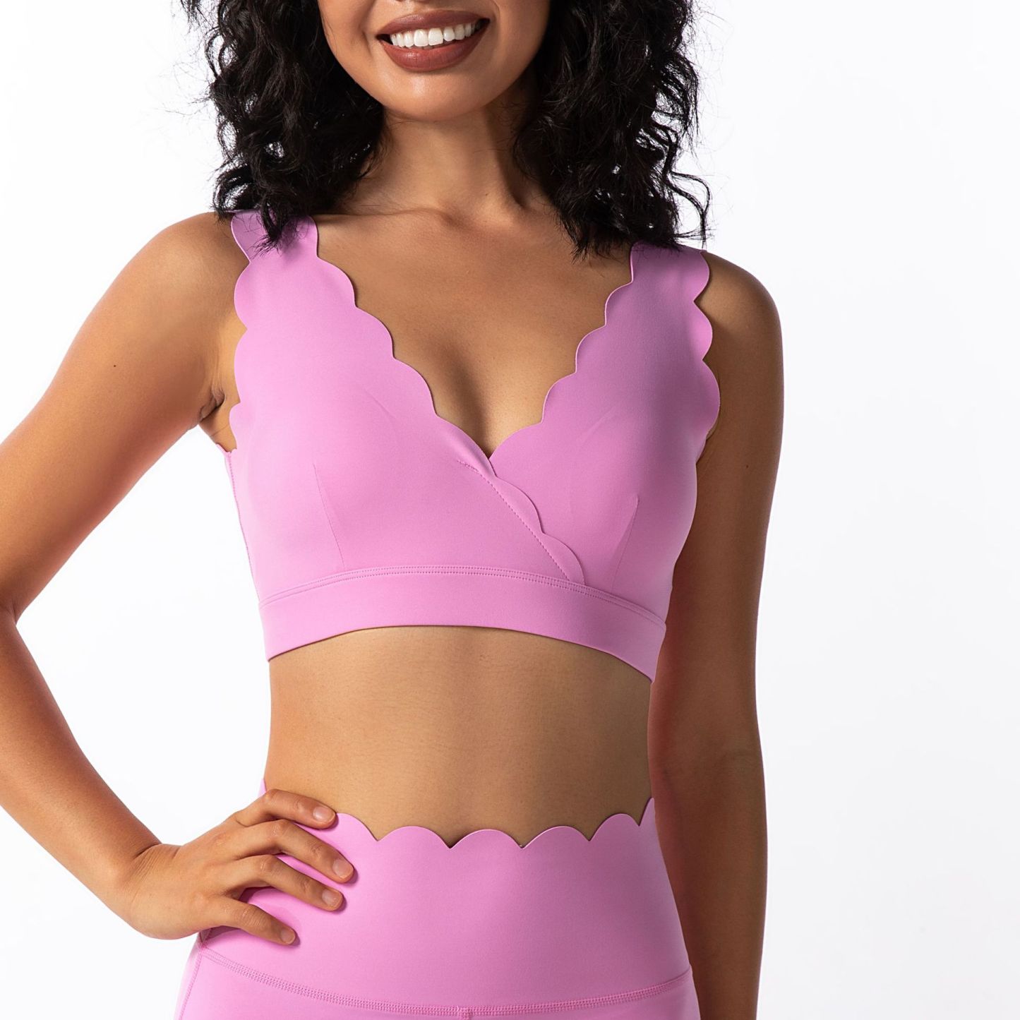 Vibecurve® V-Neck Lace Vest With Chest Padding And Gathered Shock-Proof Sports Top