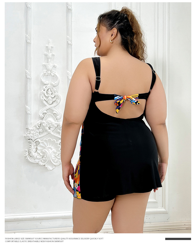 Vibecurve®  Plus Size Sexy V Neck Printing Womens Modest Tankini Swimsuits Two-Piece Bathing Suits