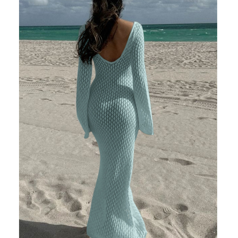 Vibecurve® Crochet Long Sleeve Cut Out Cover-up
