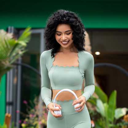 Vibecurve® Square Neck Tight Elastic Slim Yoga Sports Long Sleeve Top