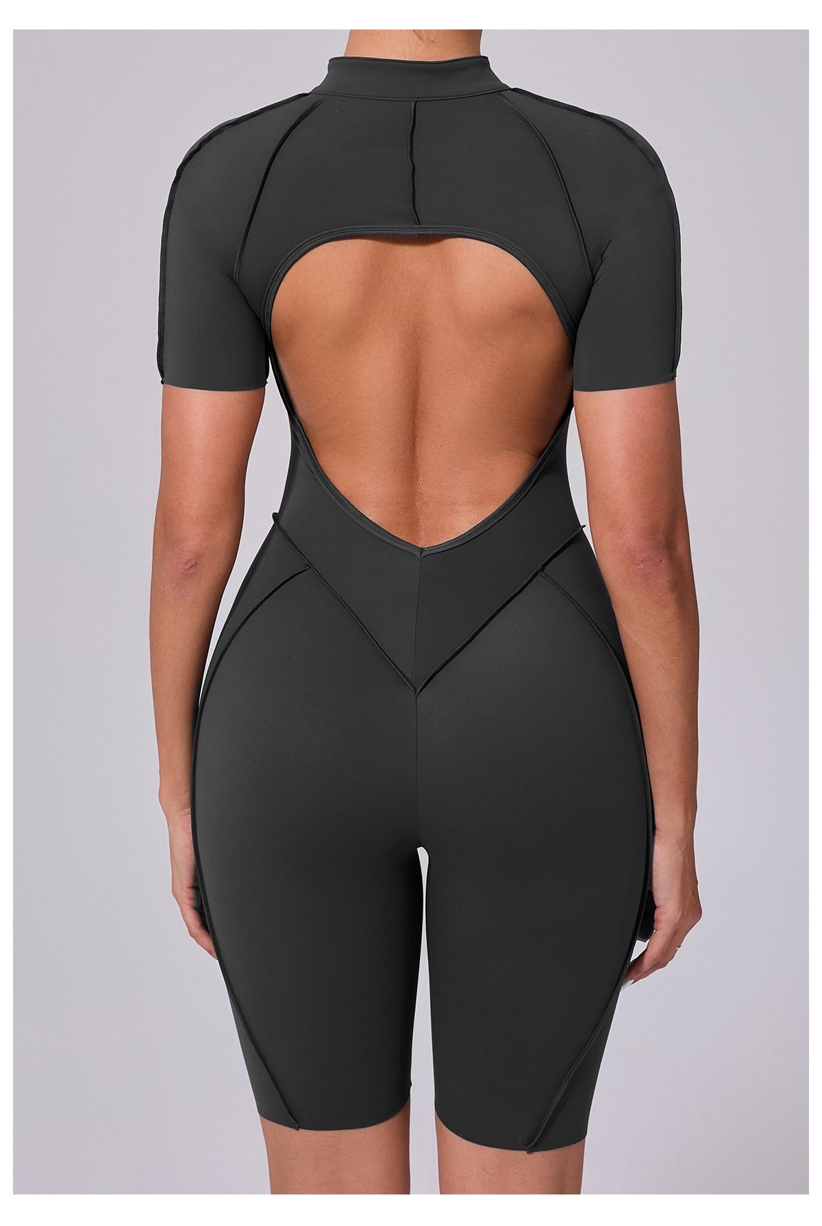 Vibecurve®Zippered short-sleeved outerwear fitness yoga jumpsuit