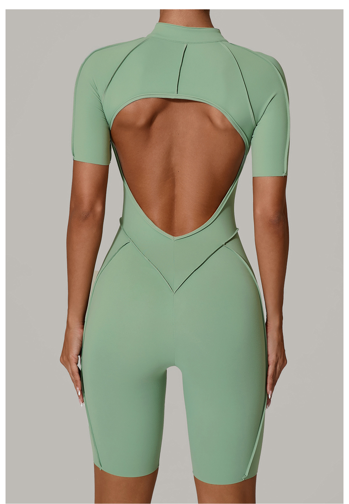 Vibecurve®Zippered short-sleeved outerwear fitness yoga jumpsuit