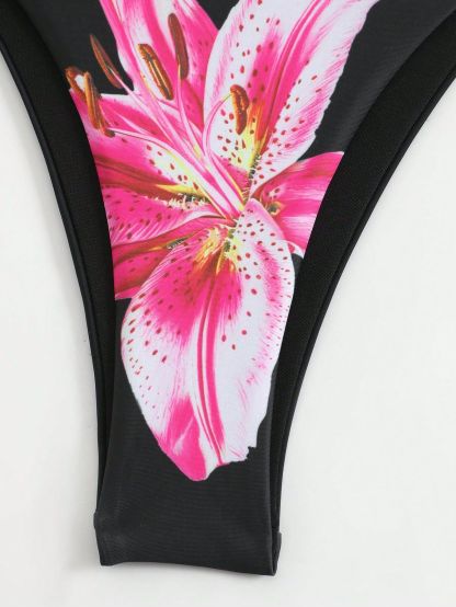 Vibecurve®  Women's Halter Triangle Bikini Sets Floral 3 Piece Swimsuit Bathing Suit Cover Up Long Skirt