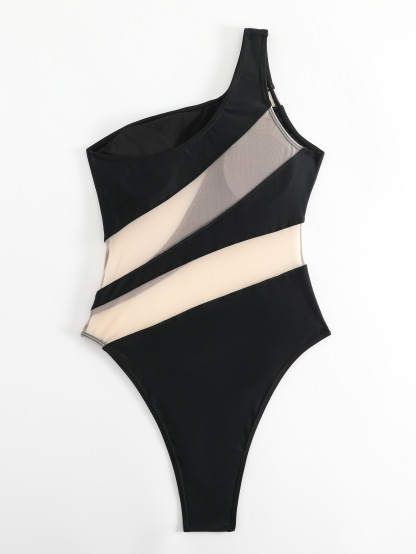 Vibecurve®Sexy One Shoulder Mesh Bikini Bodysuit