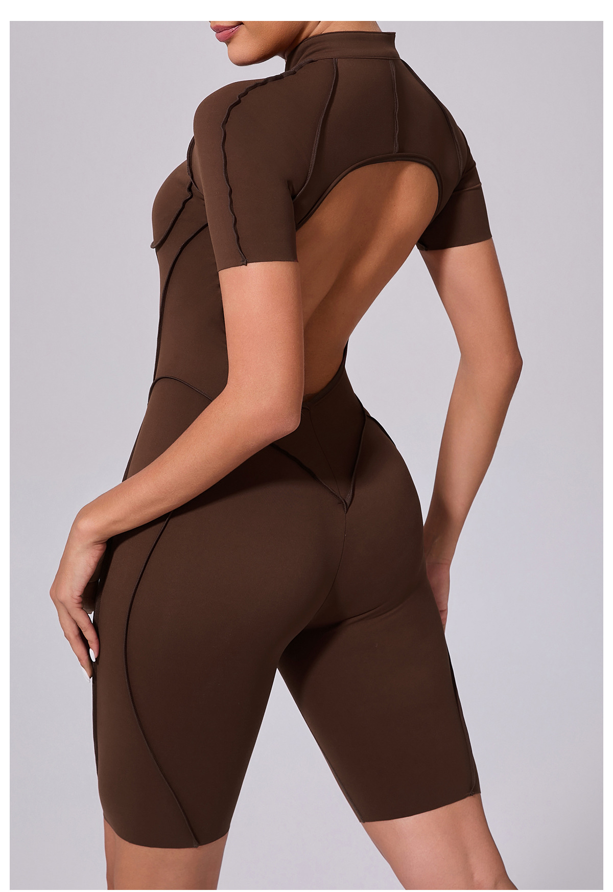 Vibecurve®Zippered short-sleeved outerwear fitness yoga jumpsuit