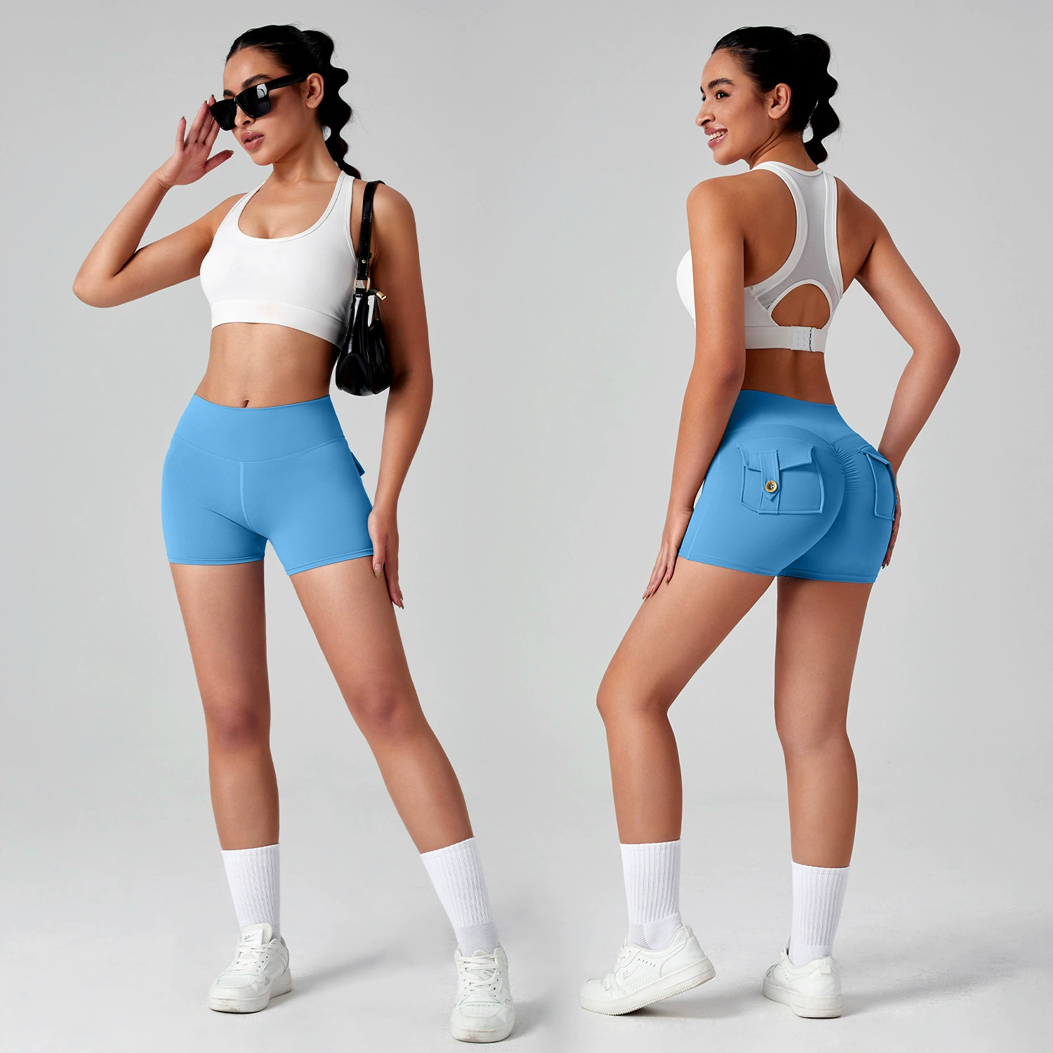 Vibecurve® Women High Waisted Skinny Yoga Shorts