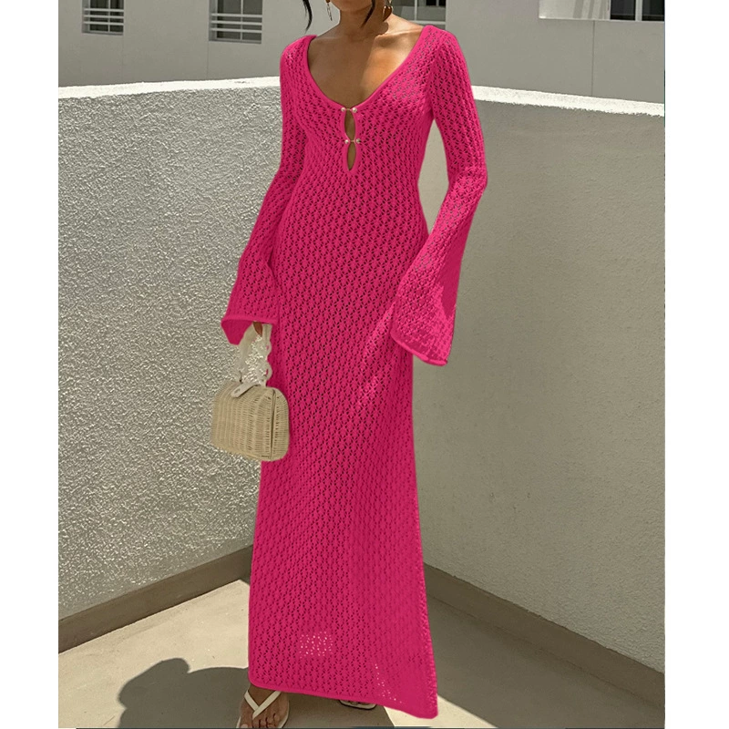 Vibecurve® Crochet Long Sleeve Cut Out Cover-up