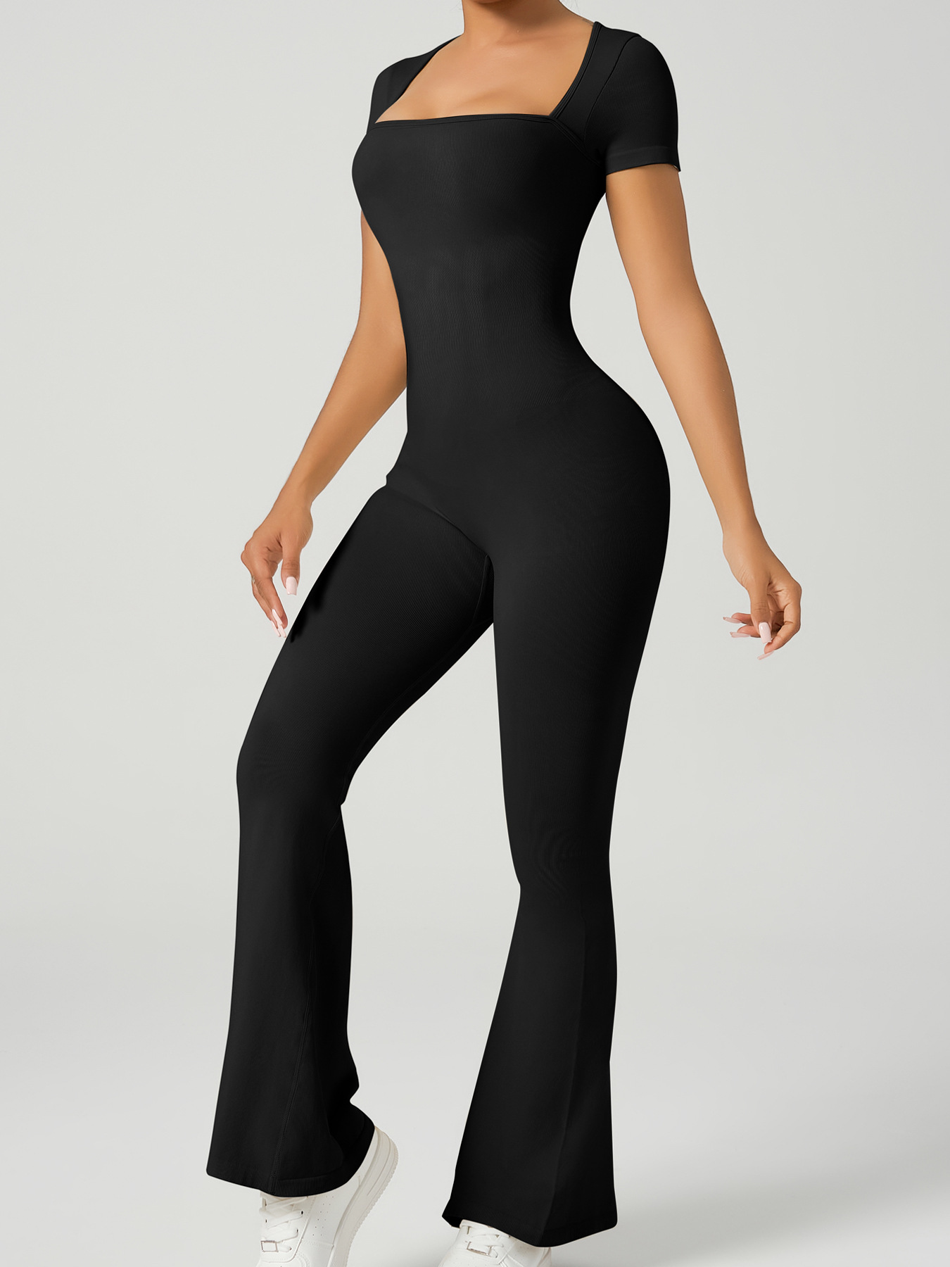 Vibecurve® Women's Sexy Square Neck Jumpsuit Full-Length Stretch Jumpsuit