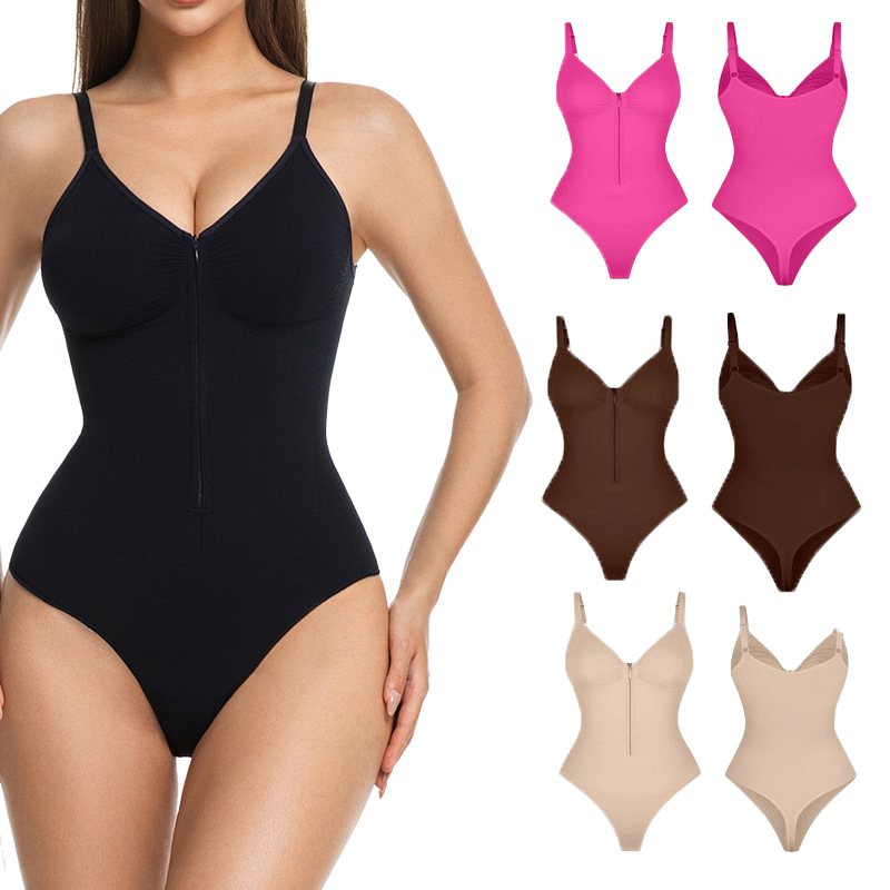 Vibecurve® Seamless Covered Bust Jumpsuit Thong Bodysuit