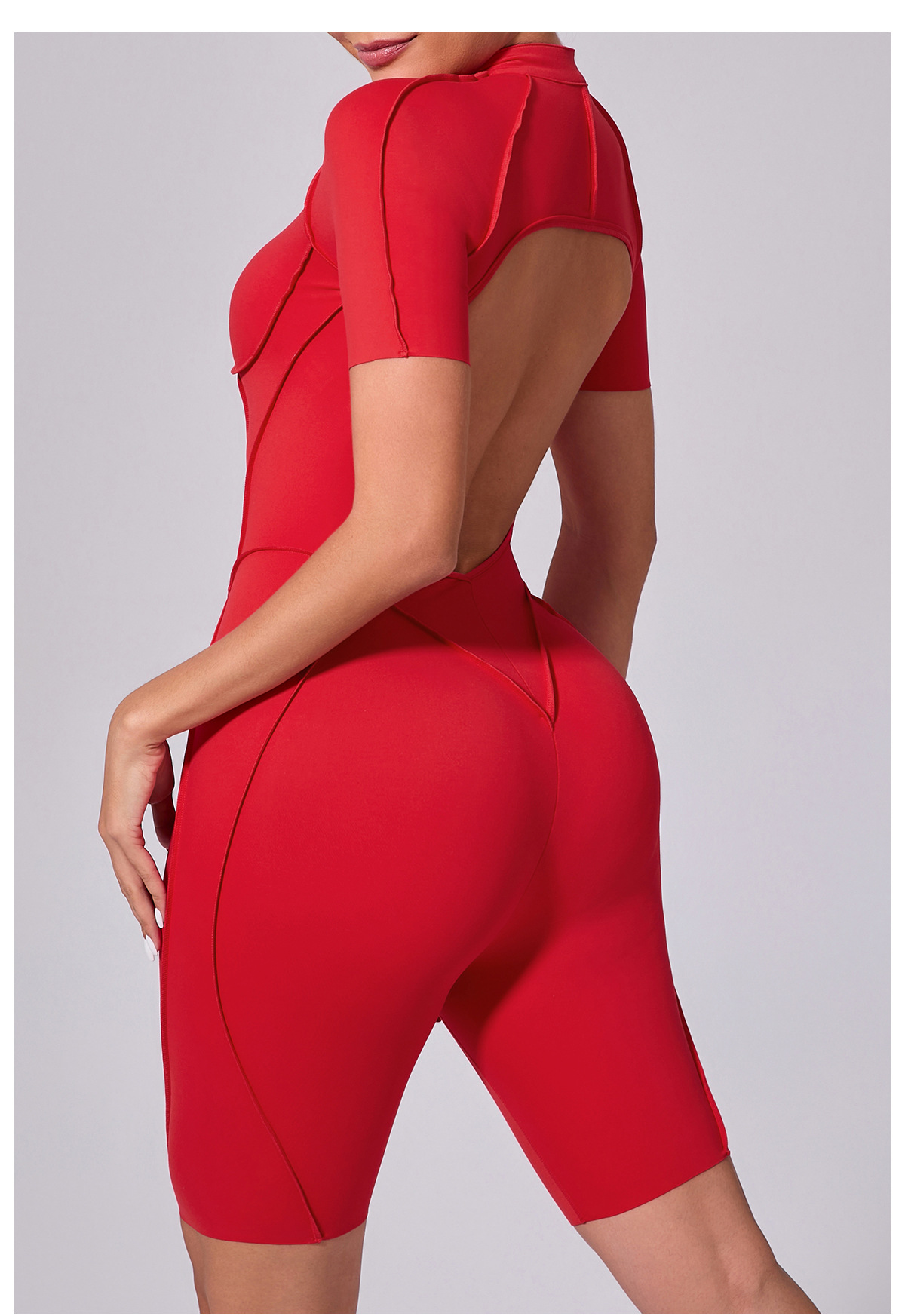 Vibecurve®Zippered short-sleeved outerwear fitness yoga jumpsuit