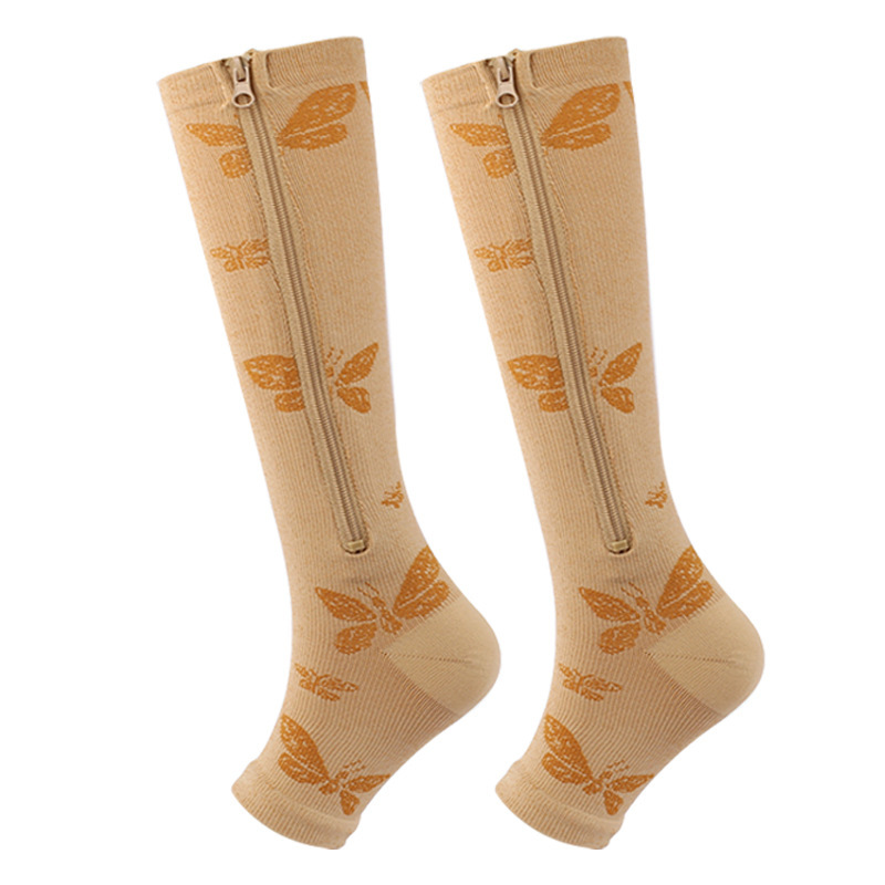 Vibecurve® Solid Color Zip-Up Knee-High Sports Socks