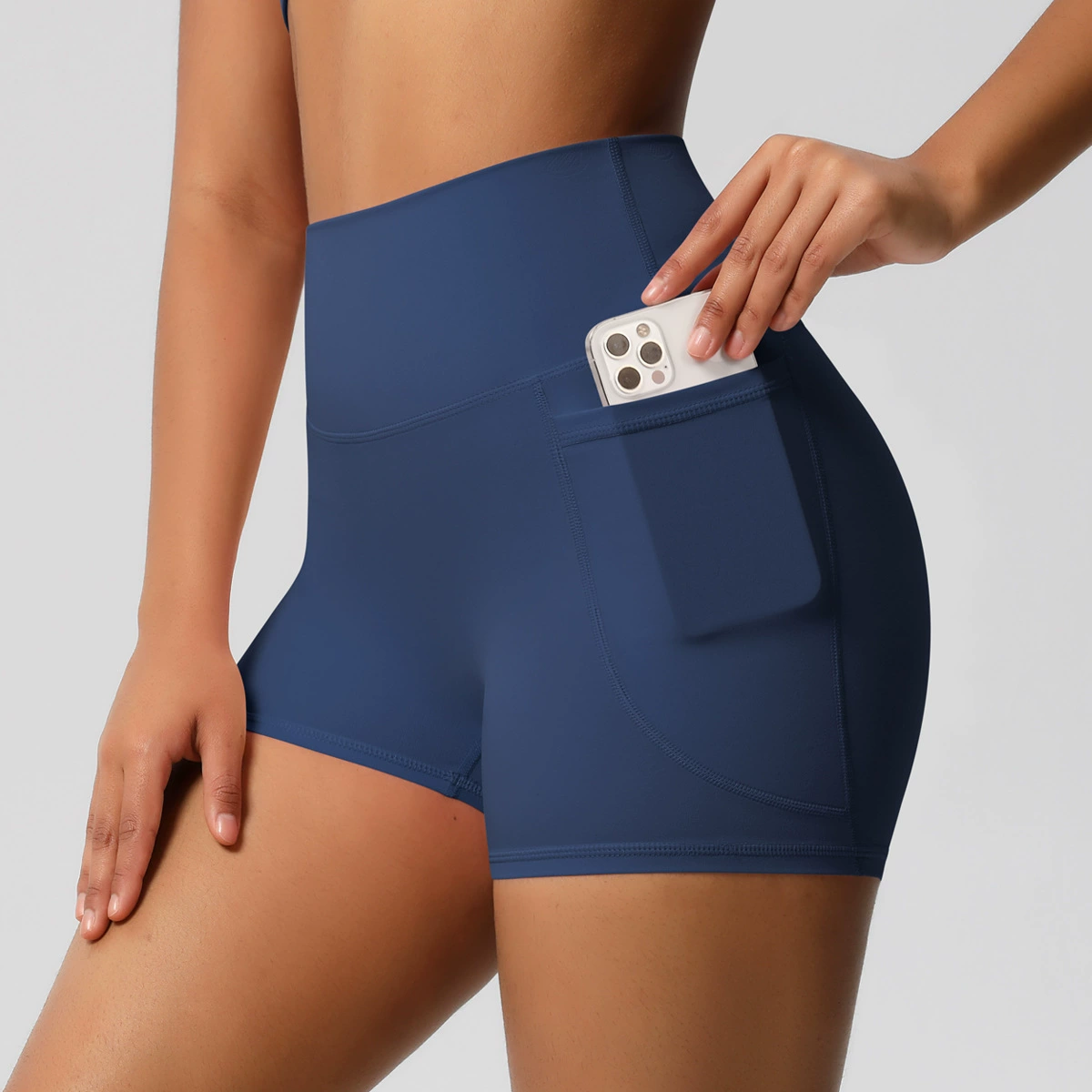 Vibecurve® Nude High Waist Yoga Shorts Quick Dry Breathable Tight Pocket Pants