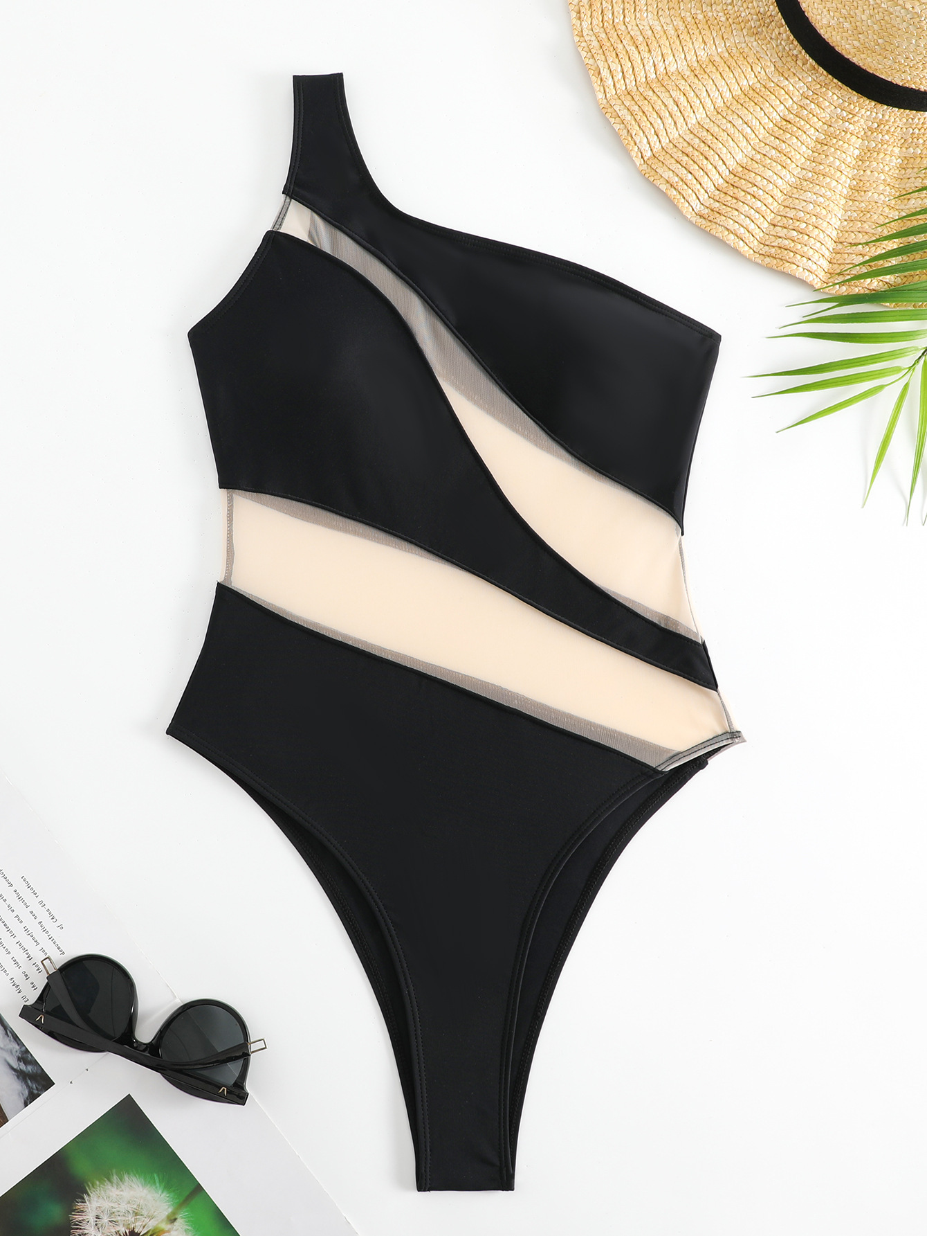 Vibecurve®Sexy One Shoulder Mesh Bikini Bodysuit